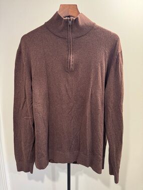 Banana Republic Brown Quarter Zip Cashmere Cotton Pullover Sweater (Size XL)